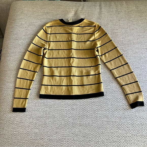 CACHE RIBBED METALLIC GOLD STRIPED SHIRT WOMENS SIZE SMALL - Picture 3 of 9